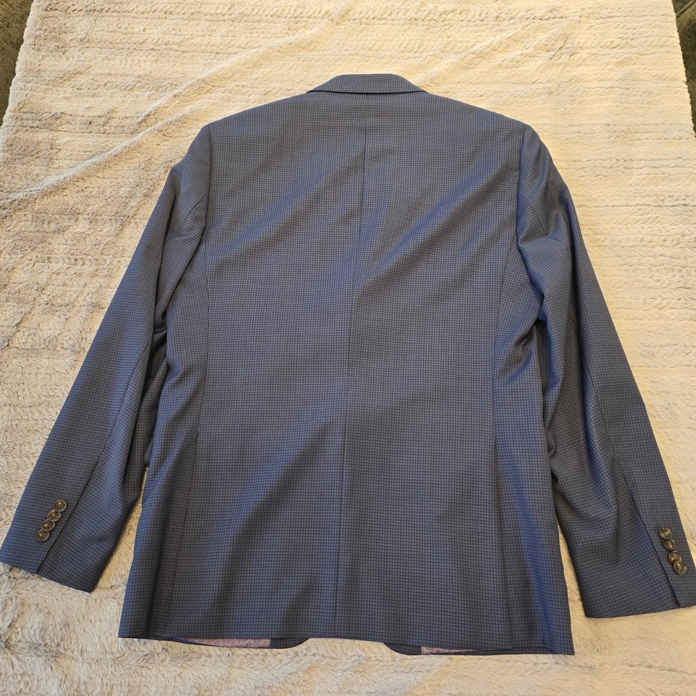 Ted Baker London Joey C Mens 40 Blue Micro Check Wool Blazer Jacket Sport Coat - Picture 7 of 7
